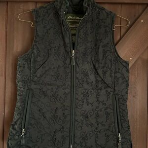 Eddie Bauer Women's Black Floral Vest